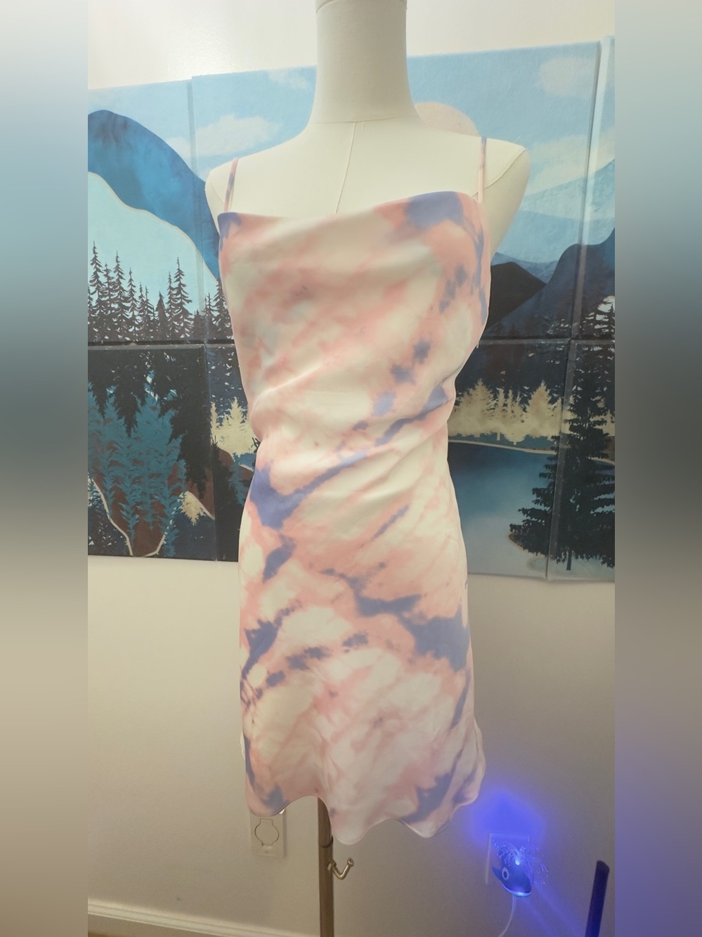 Tie-Dye Slip Dress - Pink & Purple Small